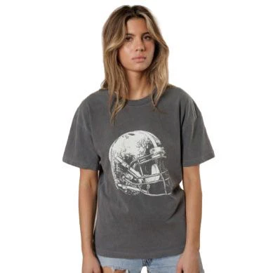 Women's Charcoal Short Sleeve Football Helmet T-shirt - Image 5