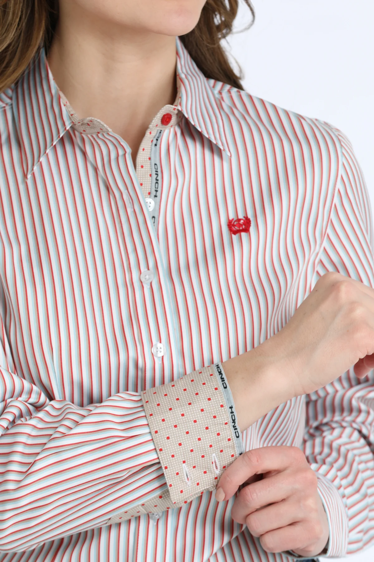 Women's Cinch Long Sleeve Striped Button Up Shirt MSW9165090 - Image 3