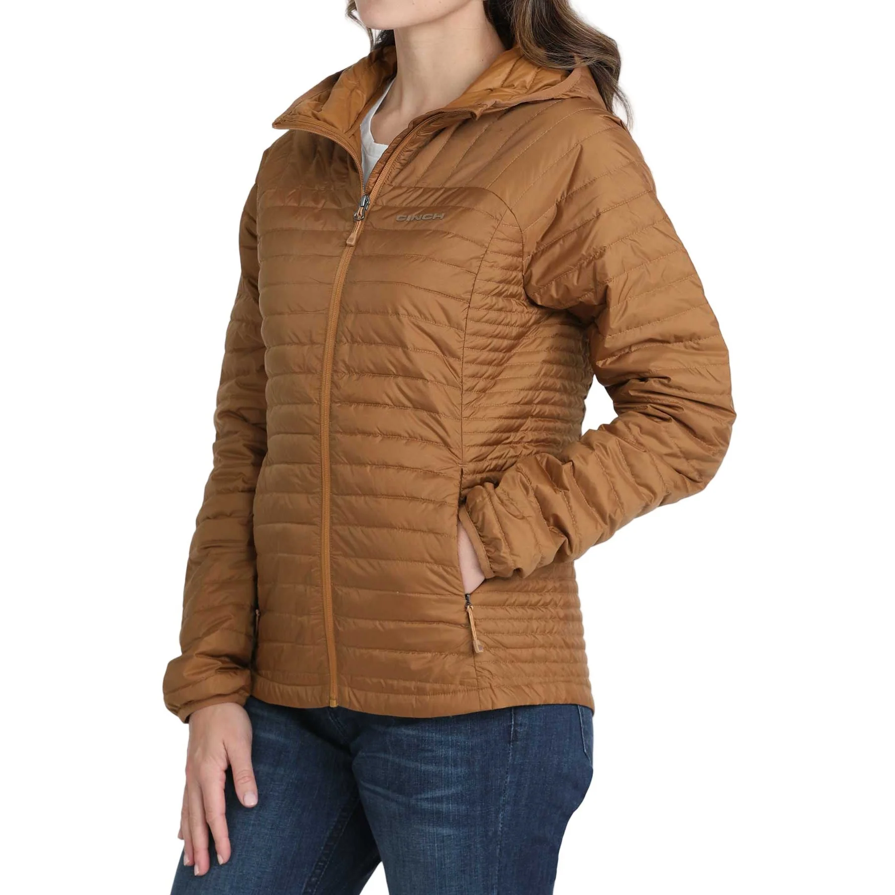 Women's Cinch Water Resistant Brown Puffer Jacket MAJ9920001