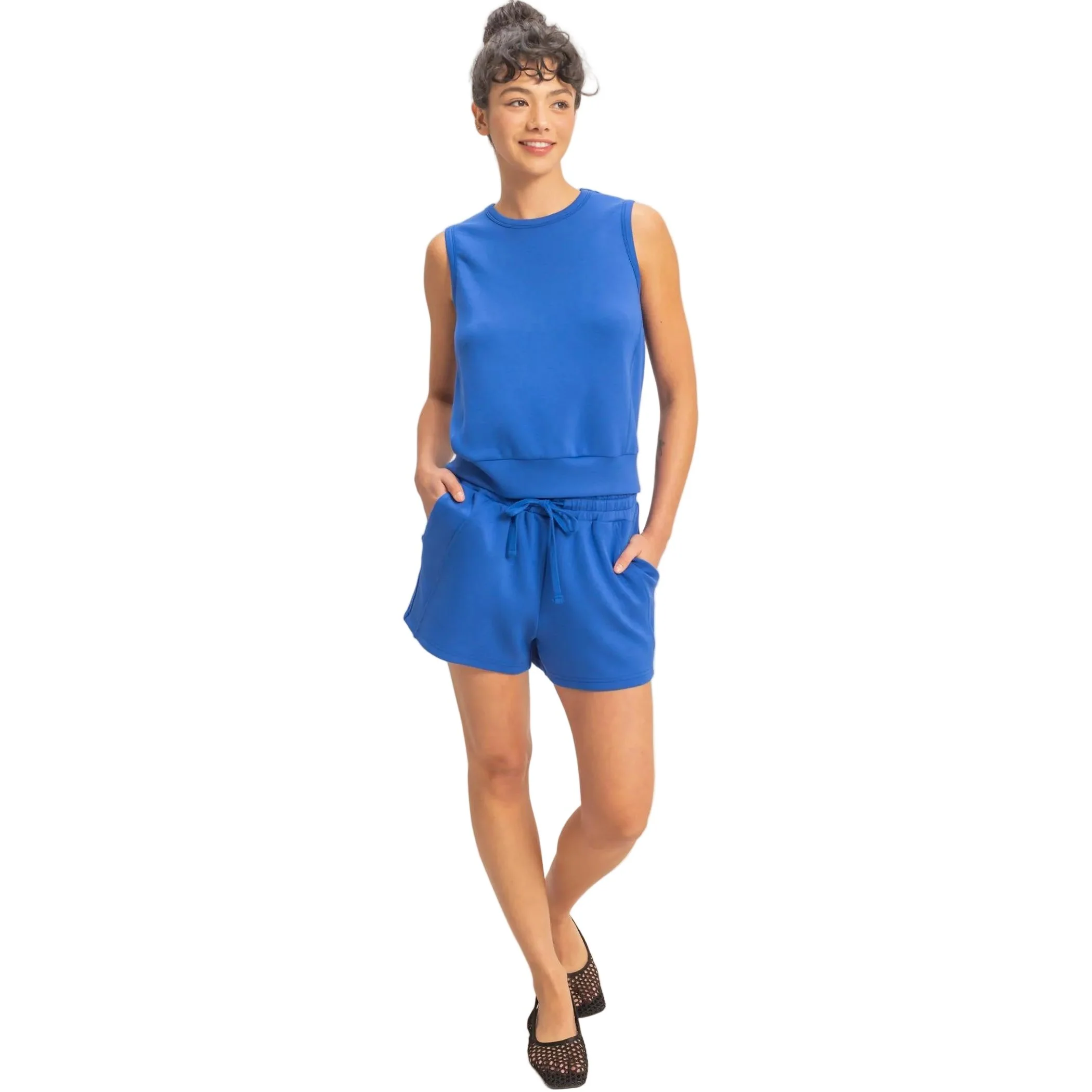 Women's Cobalt Blue Drawstring Waist Shorts - Image 4