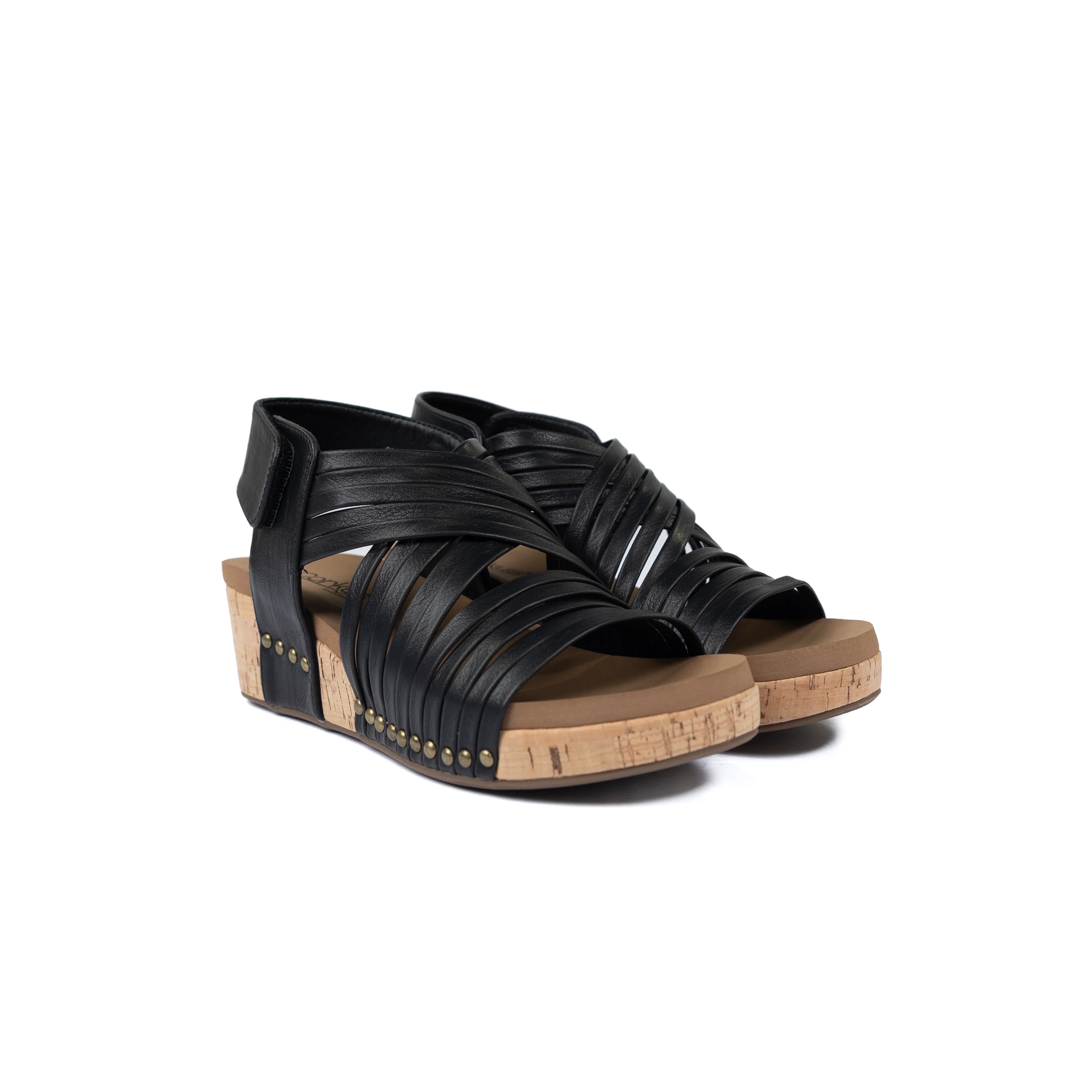 Women's Corky's Black "Good For You" Wedge Open Toe Shoes 41-0706-BLCK