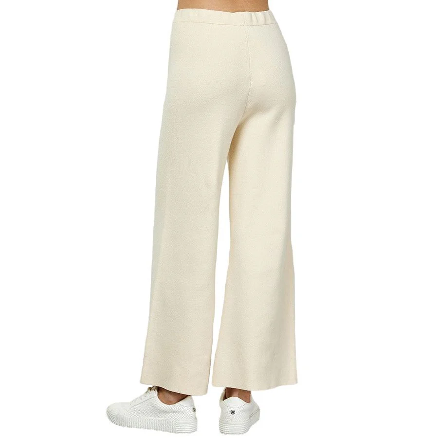 Women's Cream Cropped Wide Sweater Pants - Image 4