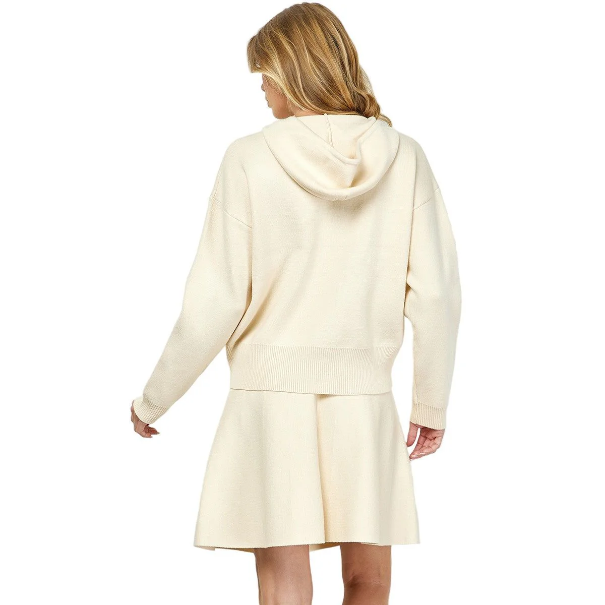 Women's Cream Hooded Long Sleeve Sweater Top - Image 5