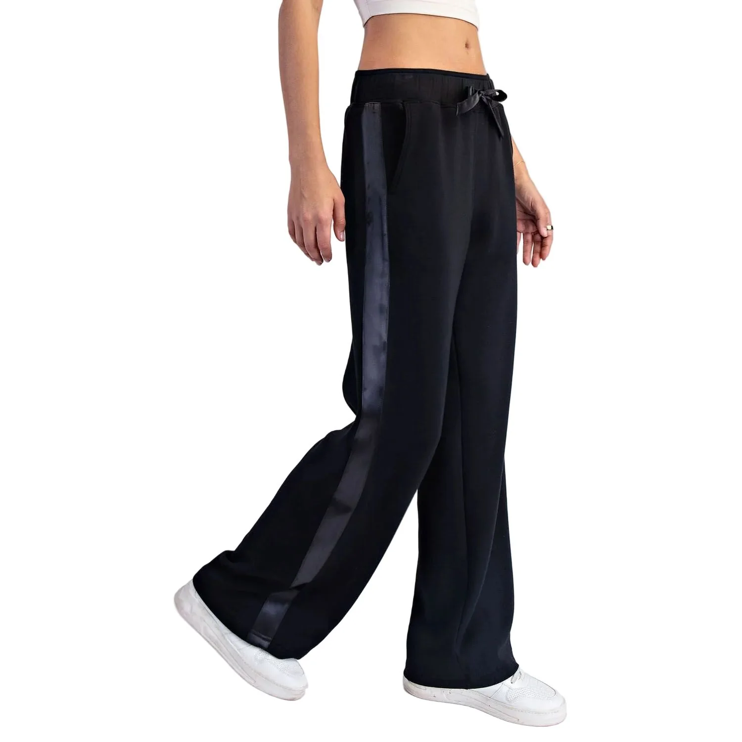 Women's Rae Mode Dark Cherry Modal Scuba Luxe Satin Straight Pant
