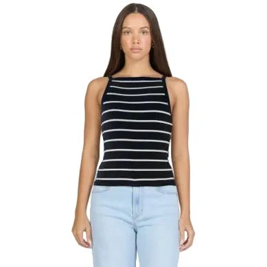 Women's Dear John Black/Cream Moira Striped Tank Top DKN2198BAC - Image 3
