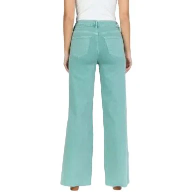 Women's Dear John Oil Blue Fiona High Rise Cut Off Hem Pants DPM55C356OBE - Image 4