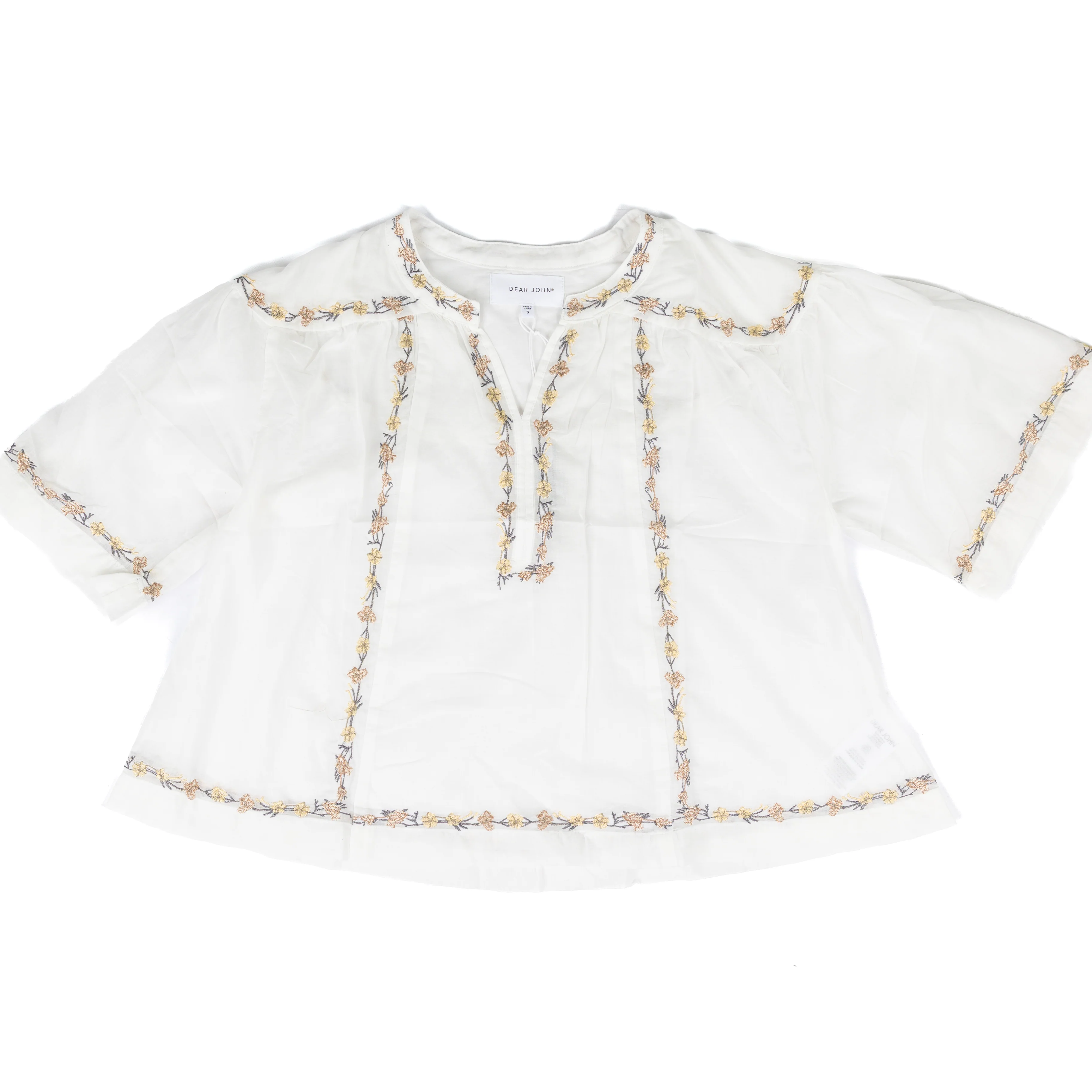 Women's Dear John White Jada Short Sleeve Blouse DSH1527WHT