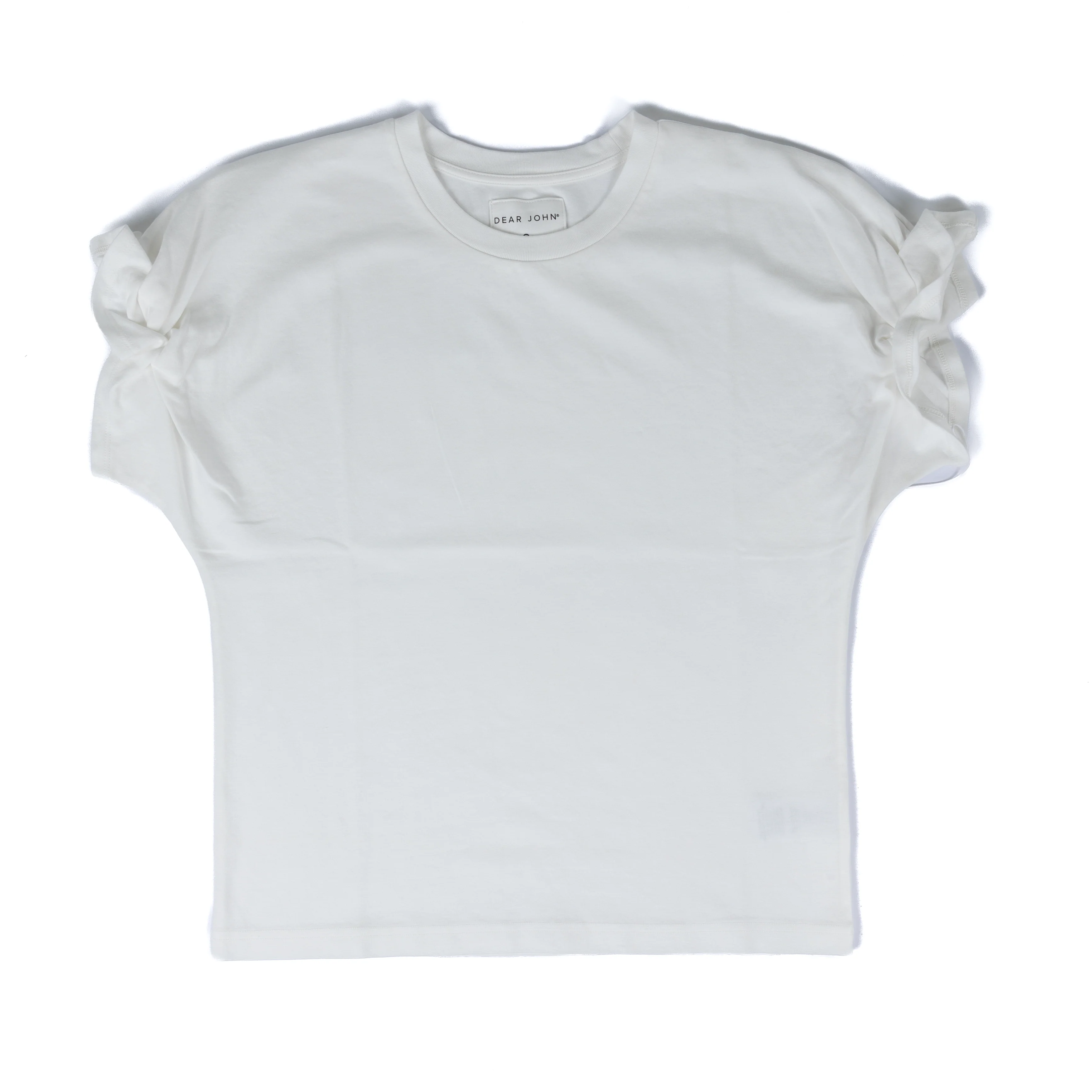 Women's Dear John White Meredith Short Ruffle Sleeve T-shirt DKN2171WHT