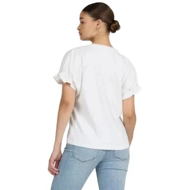 Women's Dear John White Meredith Short Ruffle Sleeve T-shirt DKN2171WHT - Image 4