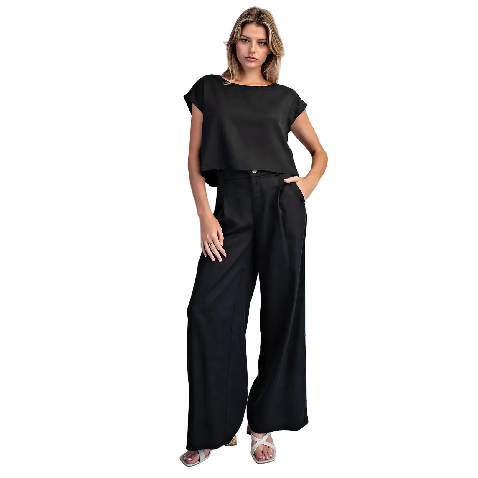 Women's ee:some Ash Black Button Back Crop Top TK16063-ASHBLK - Image 4