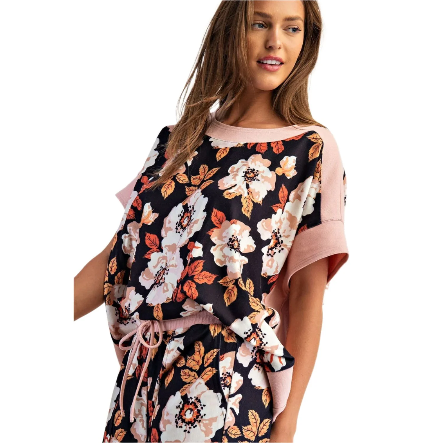 Women's ee:some Floral Printed Dolman Sleeve Boxy Top - Image 4