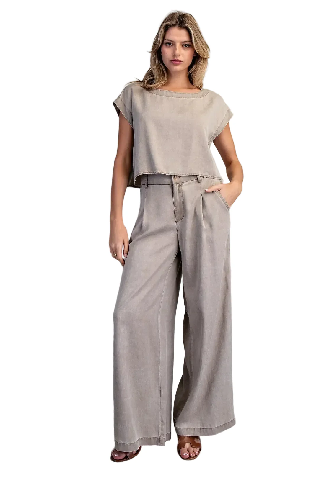 Women's ee:some Hazelnut Button Back Crop Top TK16063-HAZEL - Image 7