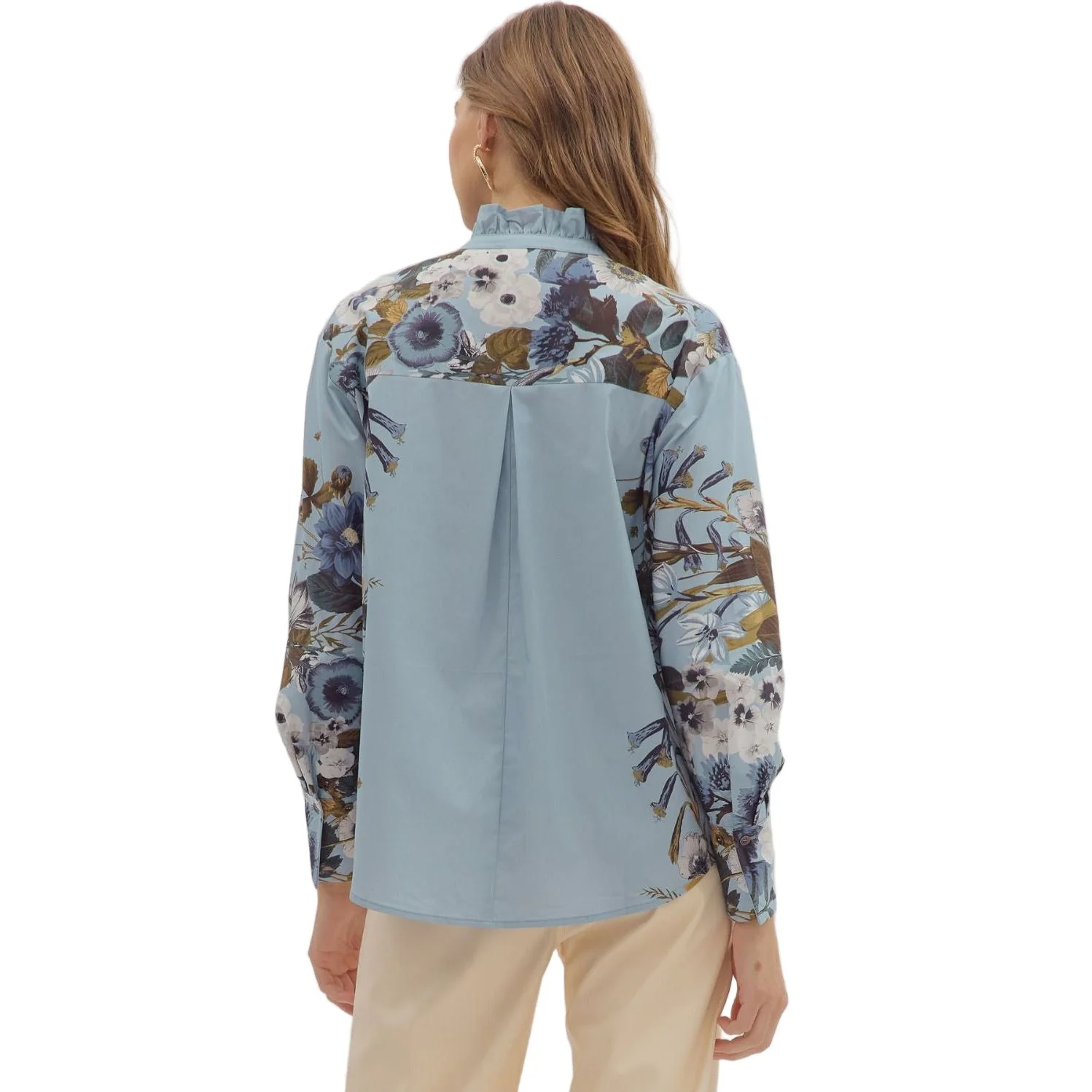 Women's Entro Long Sleeve Floral Chambray Shirt T28313 - Image 4