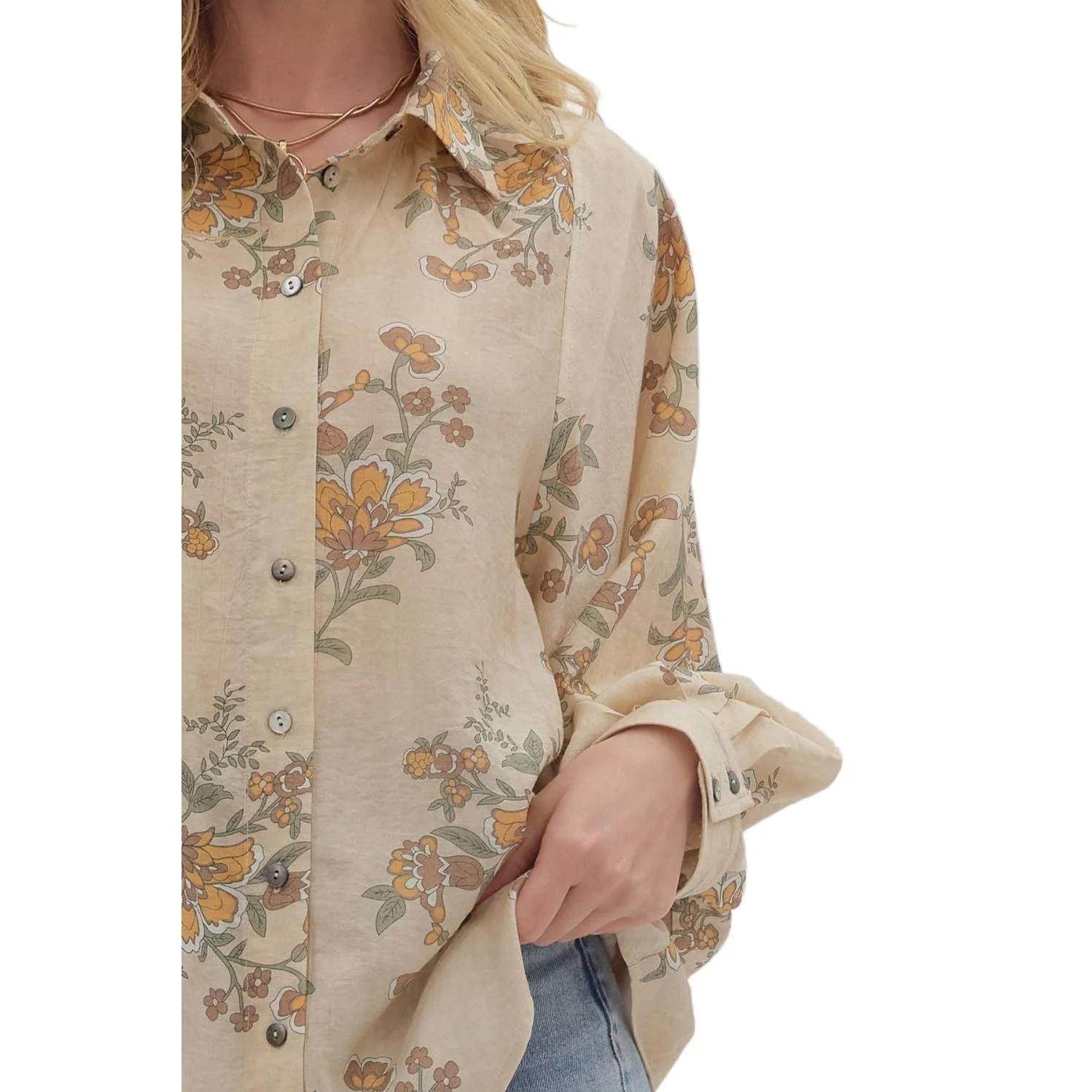 Women's Entro Floral Long Sleeve Blouse T28559 - Image 6
