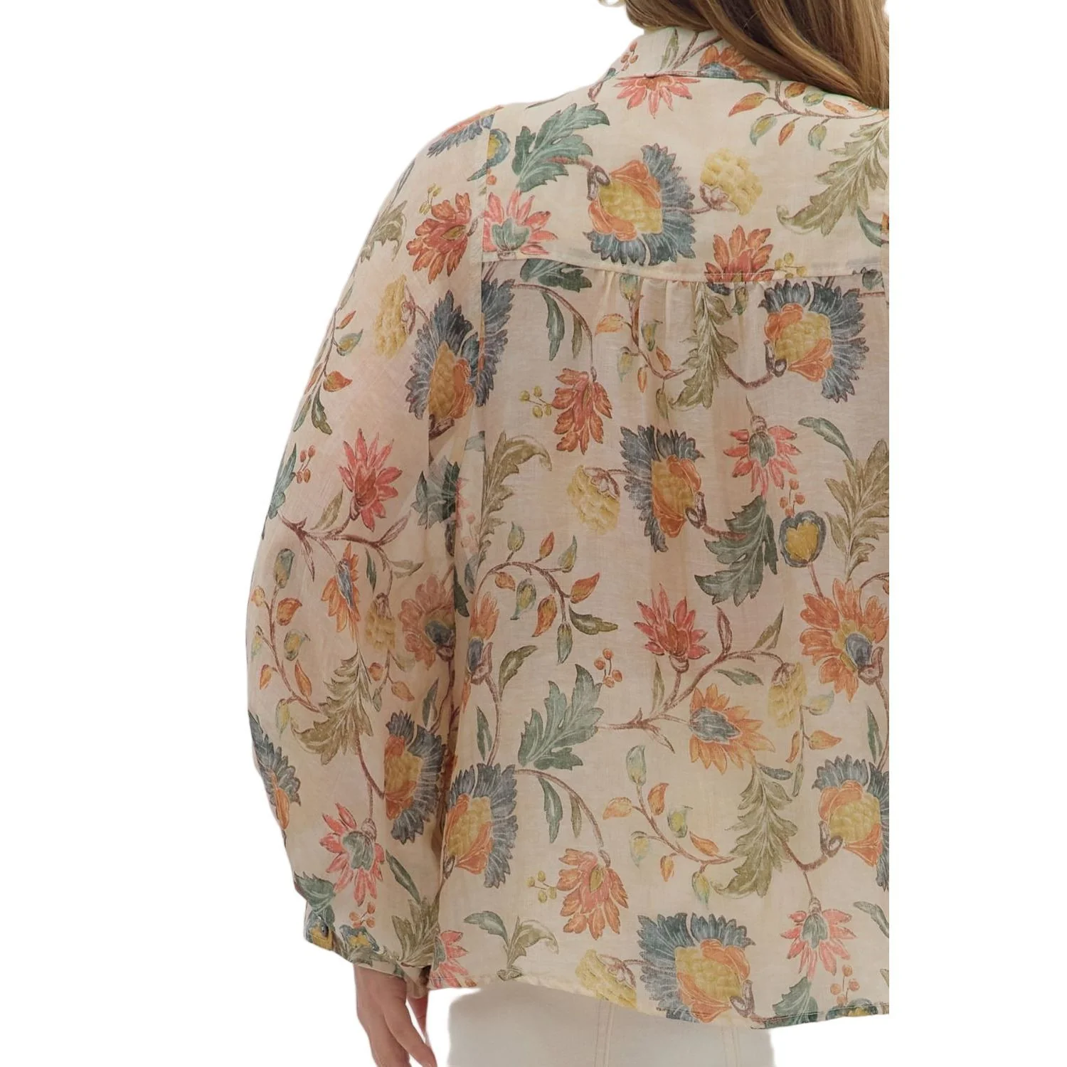 Women's Entro Floral Print Long Sleeve Button Down T29041P - Image 7