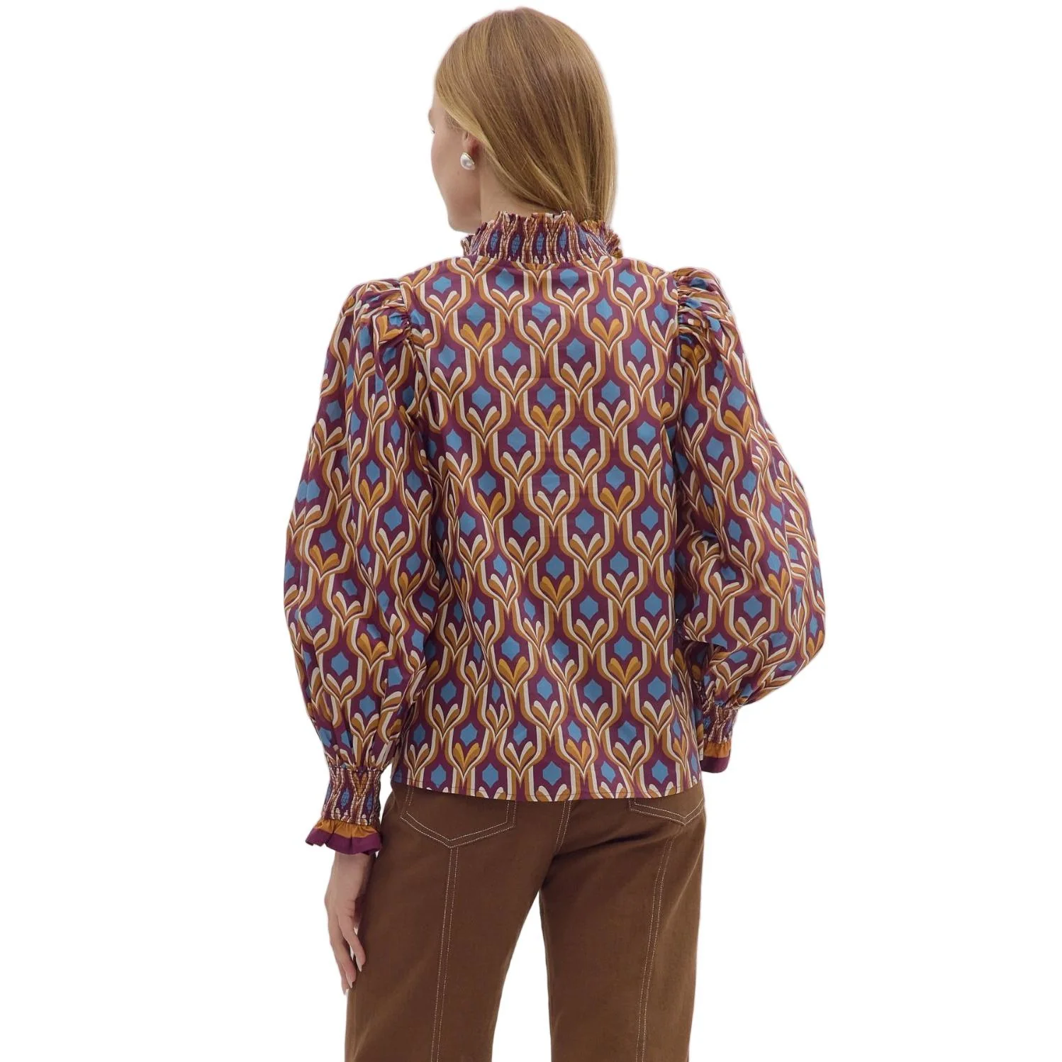 Women's Entro Geometric Print Long Sleeve Blouse T29048 - Image 4