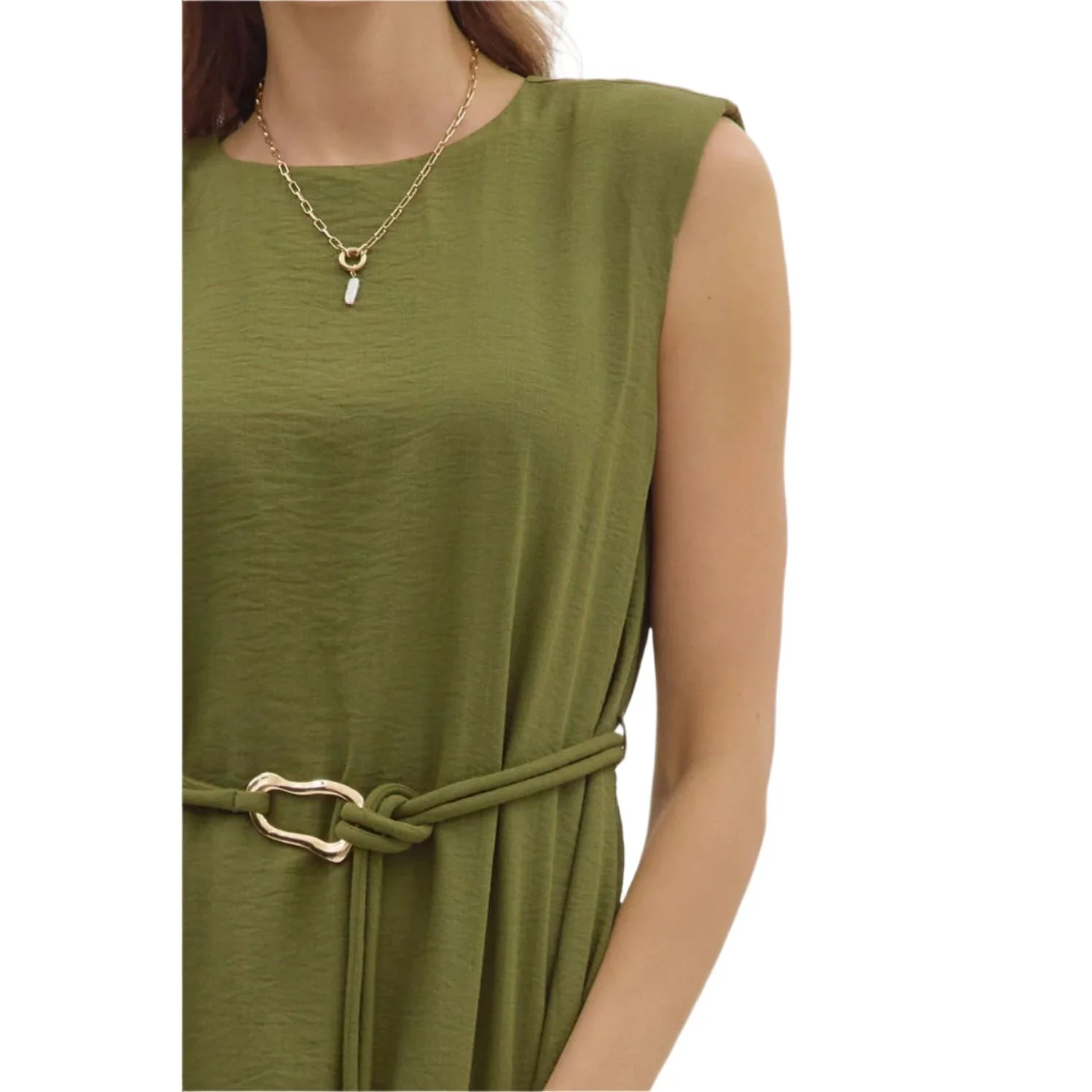 Women's Entro Green Slit Hem Dress D28522 - Image 6