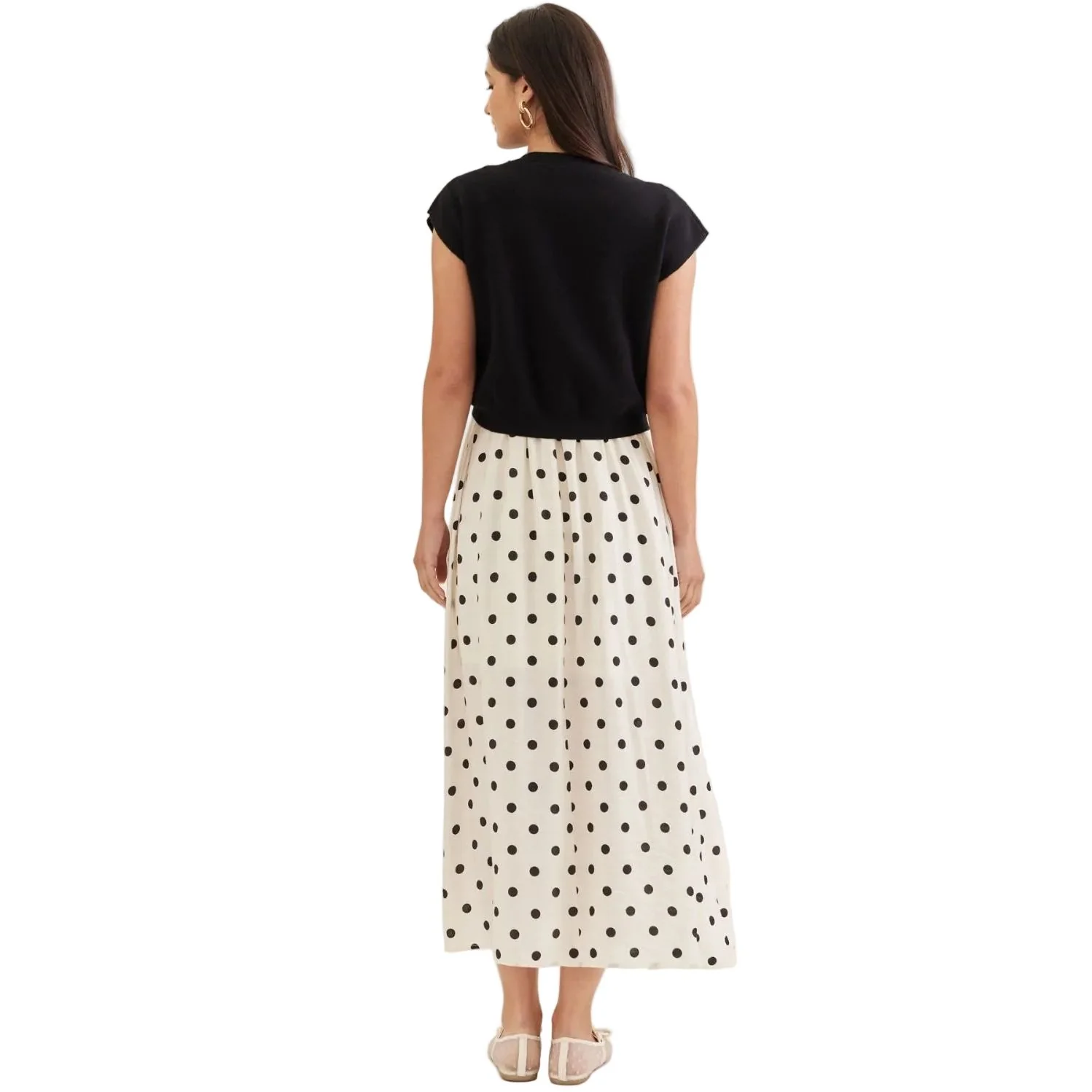 Women's Entro Layered Polka Dot Midi Dress D31521 - Image 4