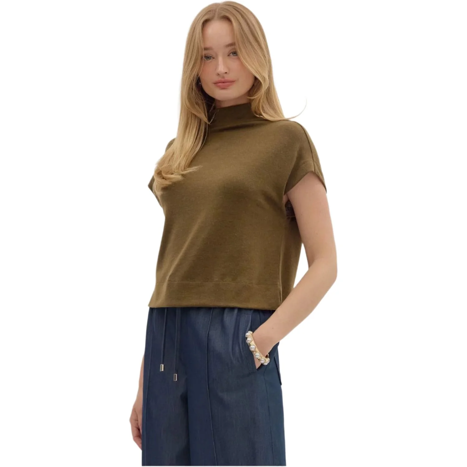 Women's Entro Solid Knit Pullover Top T27642 - Image 11