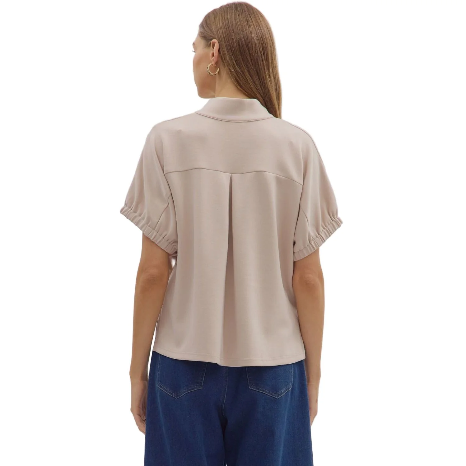 Women's Entro Solid Short Sleeve V-neck Top T28724 - Image 4