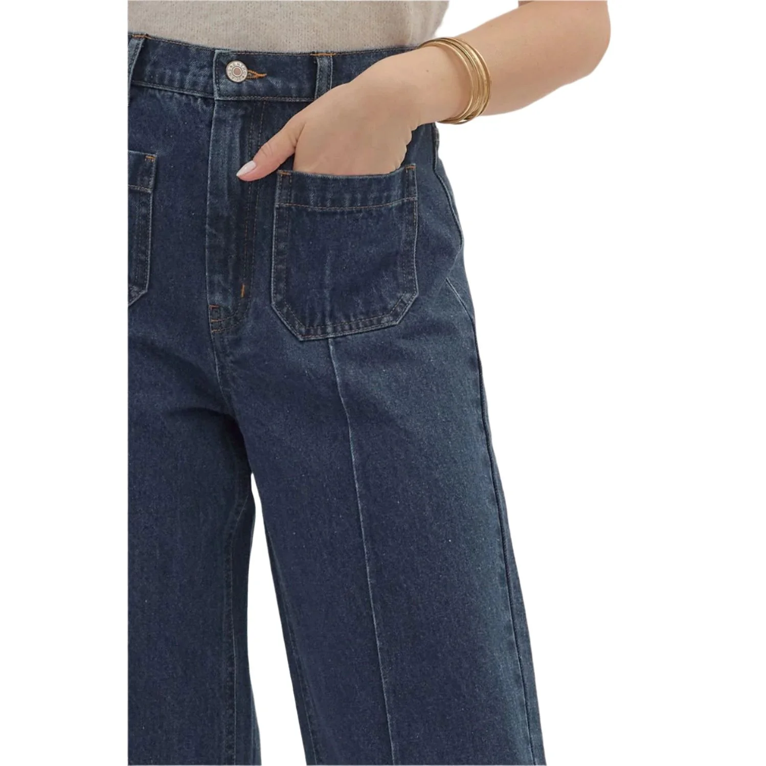 Women's Entro Solid Wide Leg Ankle-length Pants P27096 - Image 6