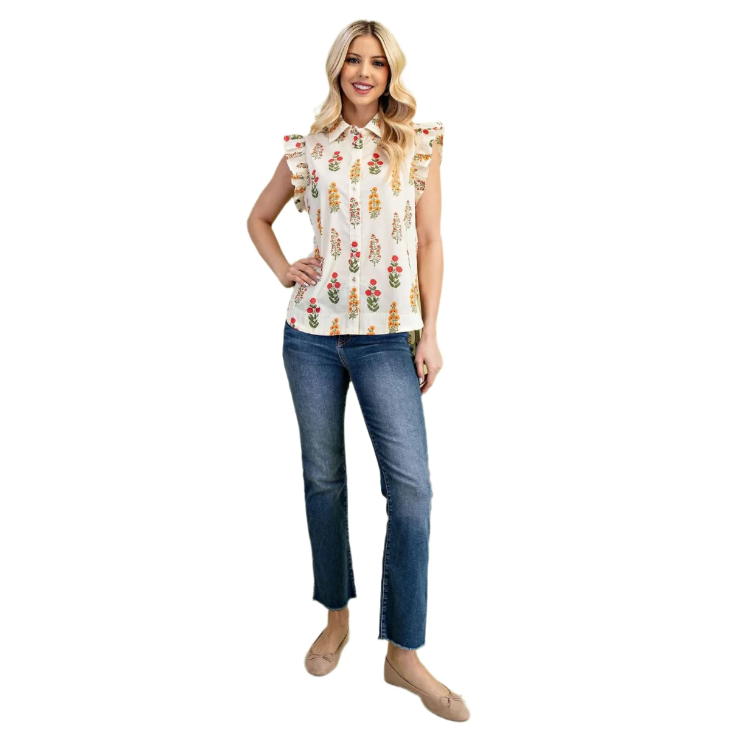 Women's Floral Button Up Top - Image 4
