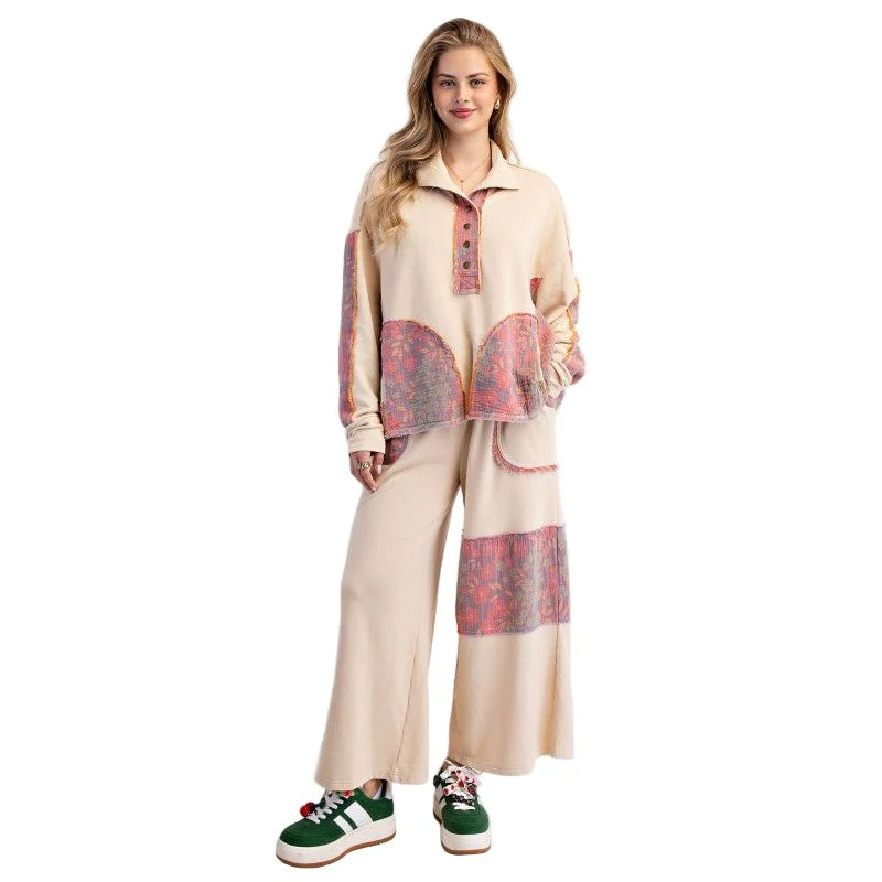 Women's Floral Print Terry Pullover ET71578 - Image 2