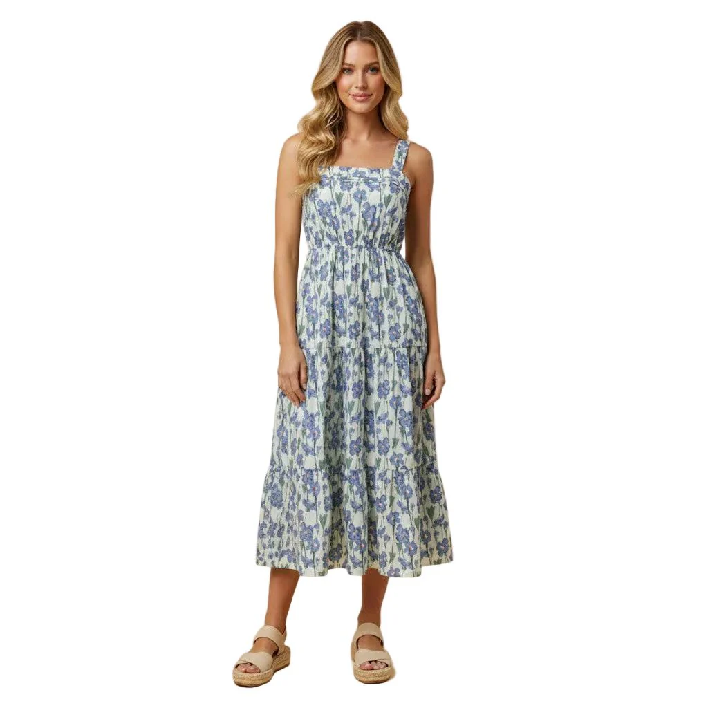 Women's Hayden Floral Print Pleat Detail Sleeveless Poplin Dress HY3001