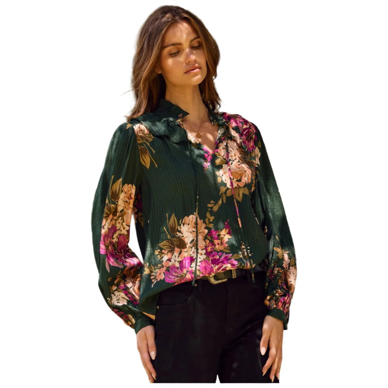 Women's Floral Printed Long-sleeve Blouse - Image 4