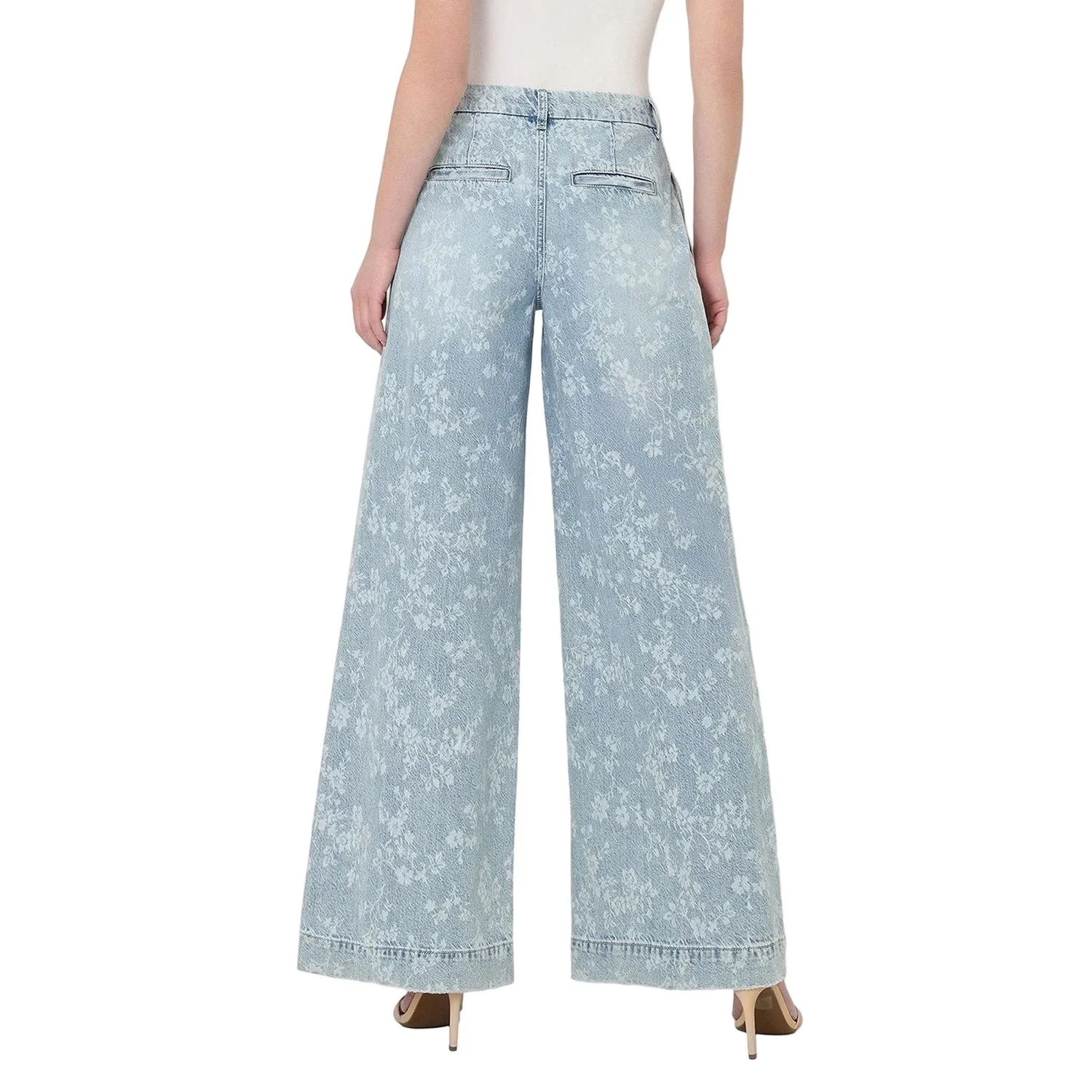 Women's Flying Monkey Super High Rise Floral Print Pleated Wide Leg Jean F9160SFP - Image 2