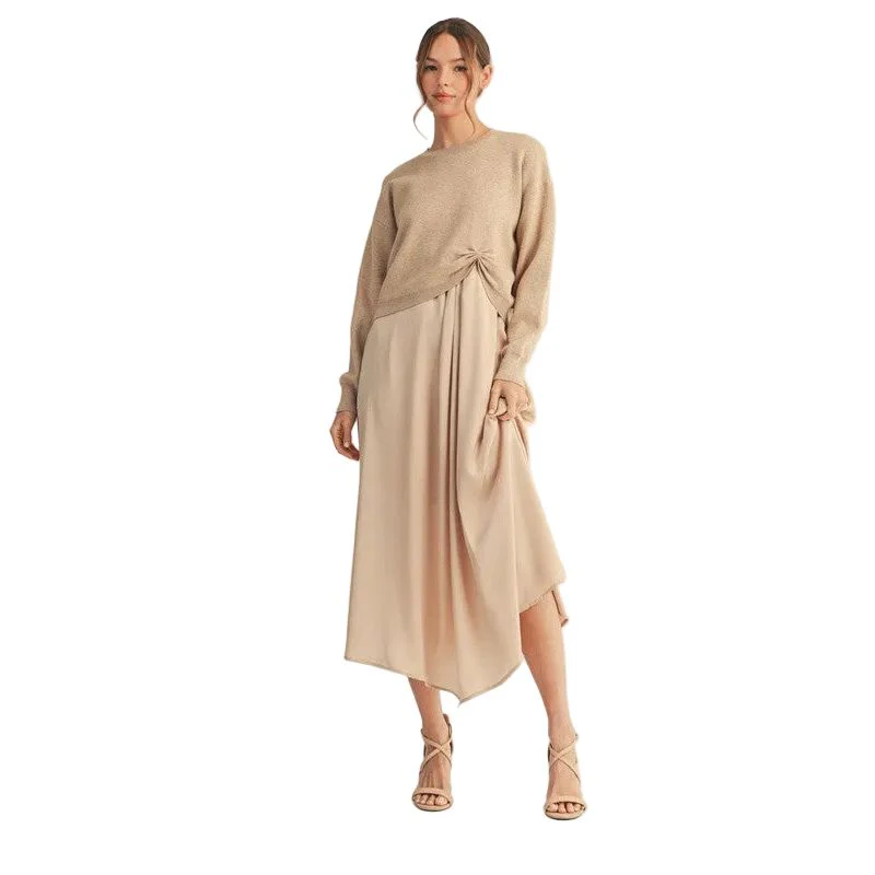 Women's Jodifl Front Pleat Detail Solid Mix Match Dress - Image 3
