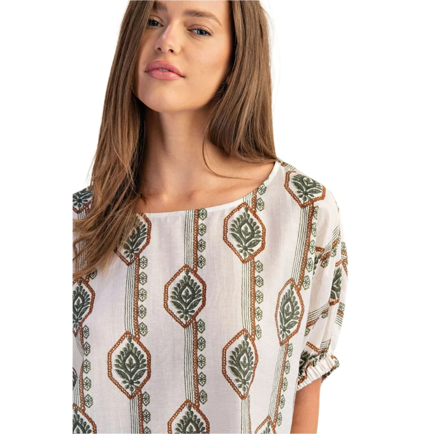 Women's ee:some Geometric Floral Printed Elastic Cuff Blouse - Image 6