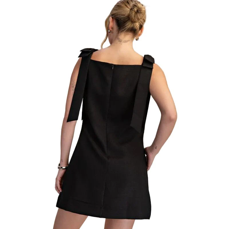 Women's Glam Straight Neckline Bow Mini Dress GD8956 - Image 6