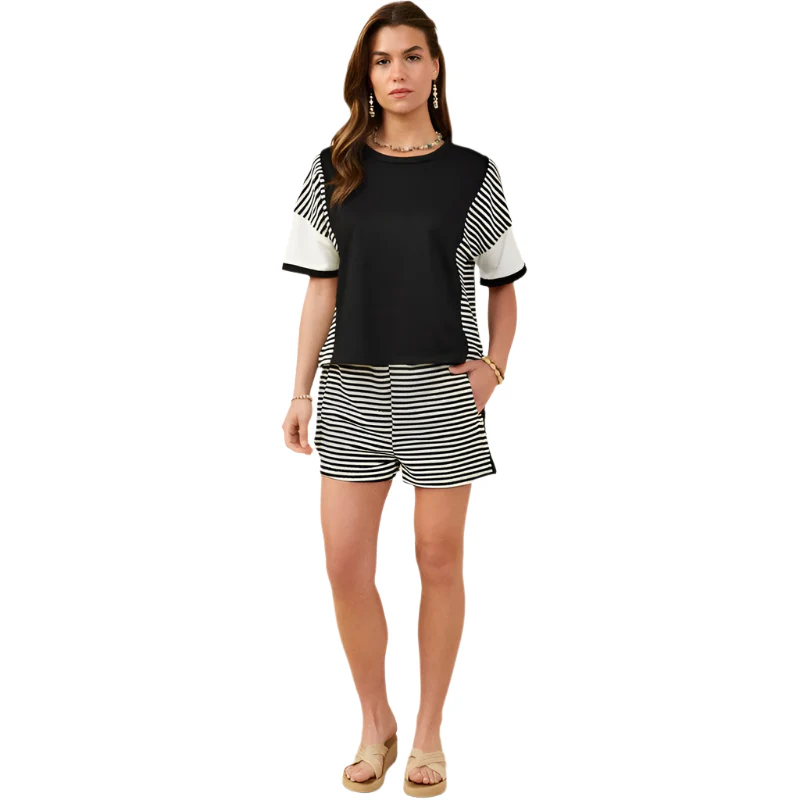 Women's Hayden Color block Stripe Insert Knit T-shirt