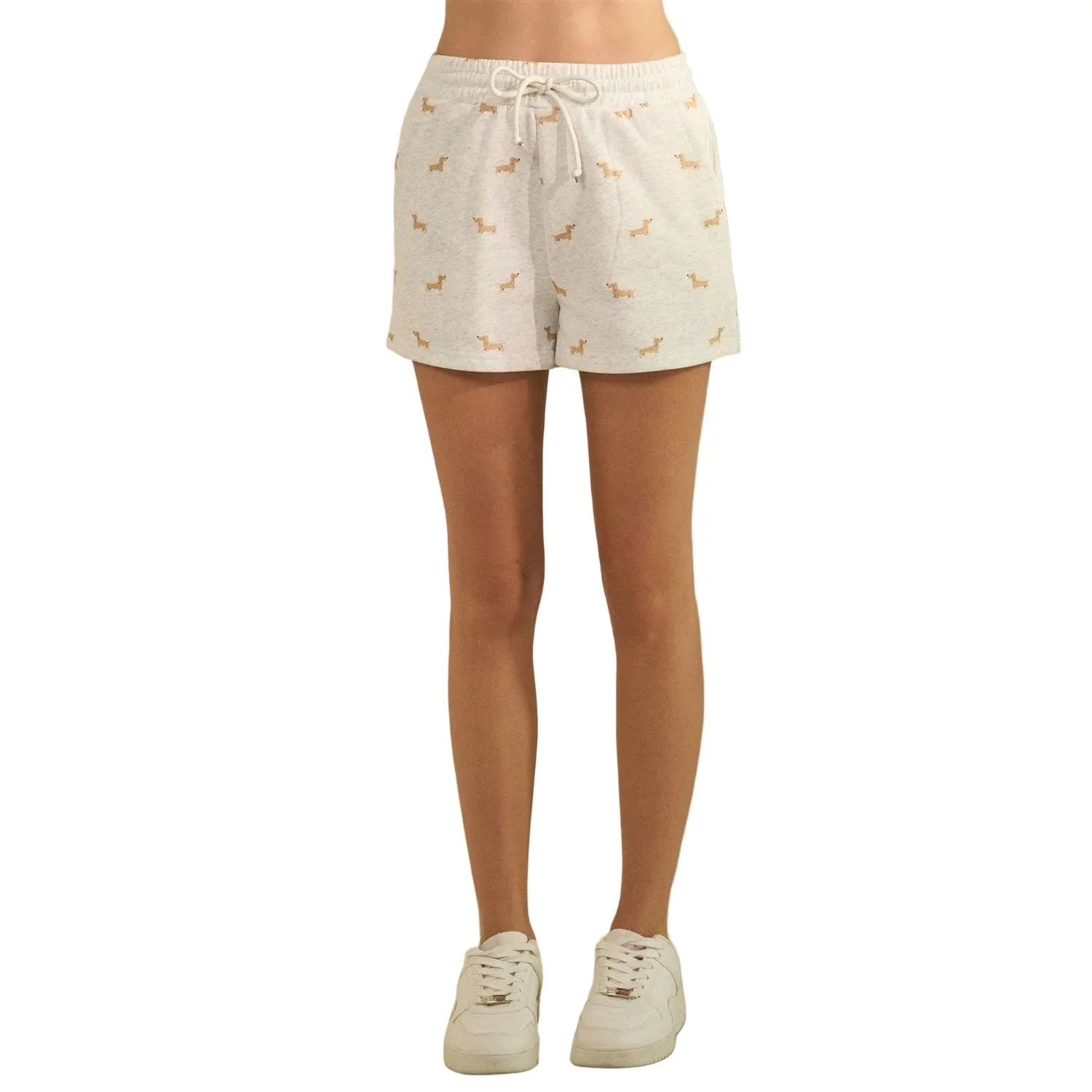 Women's Heather Gray All Over Dog Print Shorts - Image 2