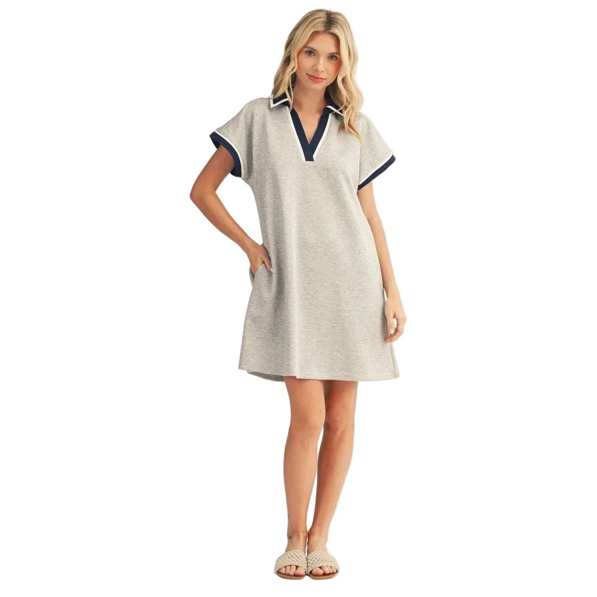 Women's Jodifl Heather Gray Contrast Accent Solid Casual Dress - Image 3