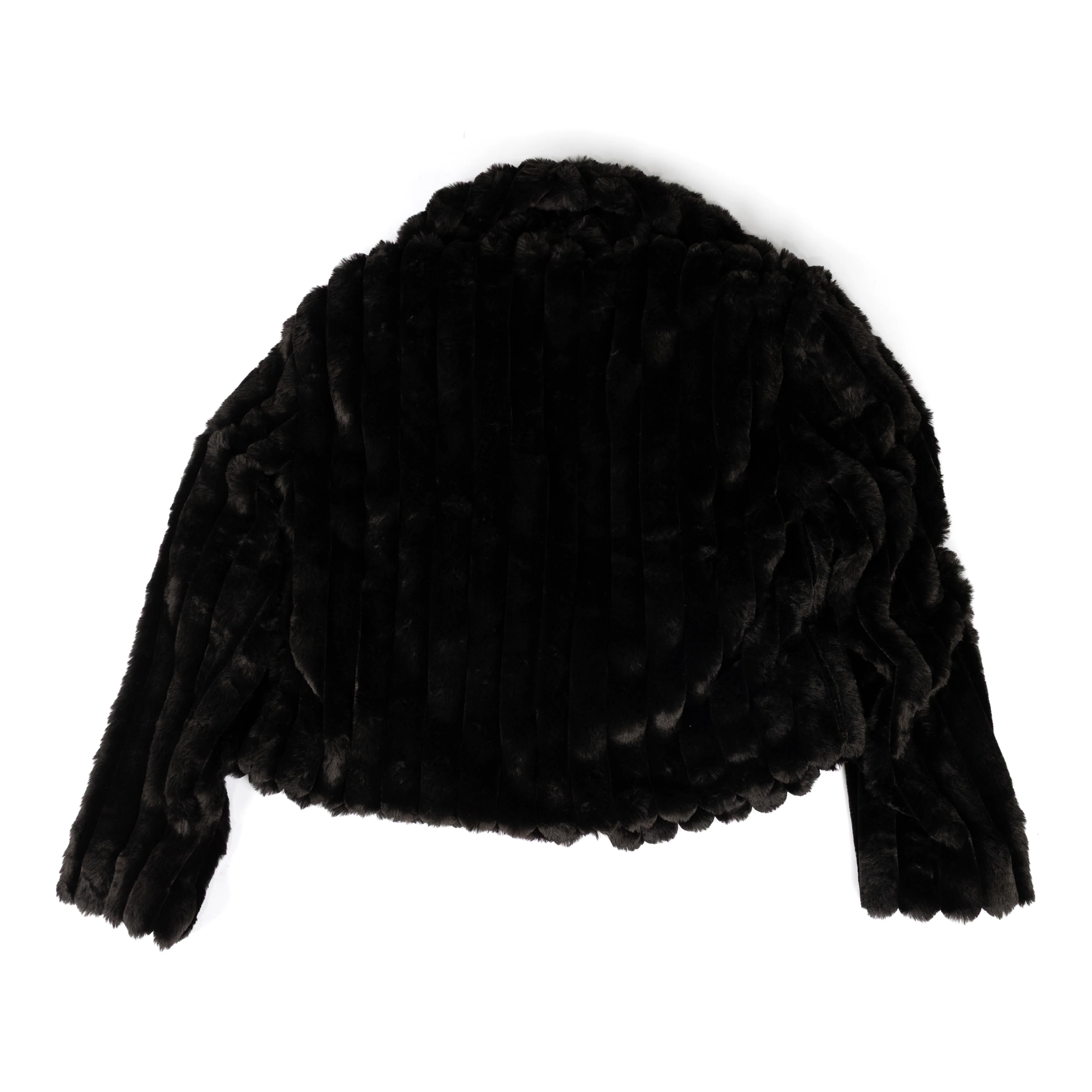 Women's Hem & Thread Faux Black Fur Cheetah Print Lined Jacket - Image 2
