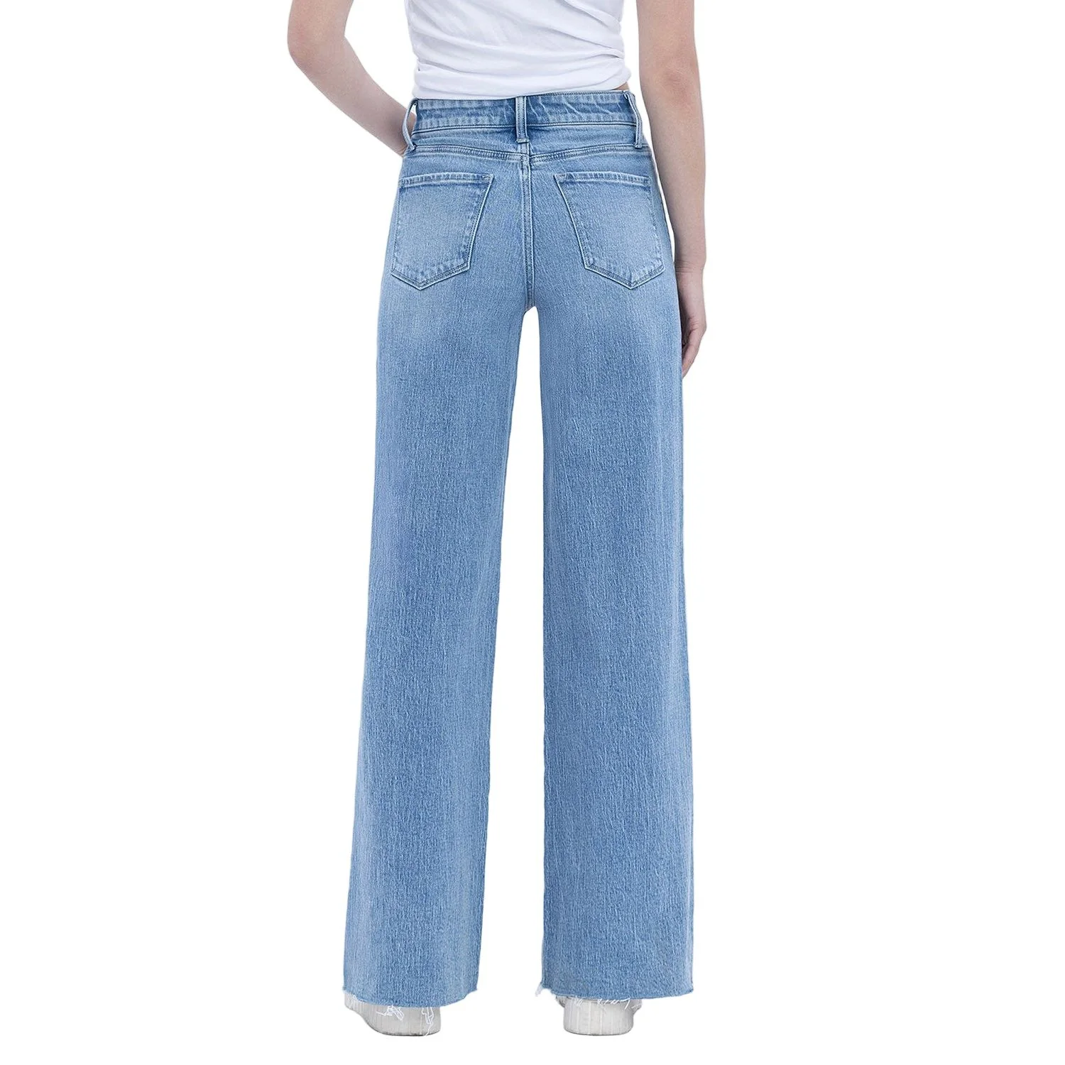 Women's Vervet High Rise Clean Cut Raw Hem Wide Jeans T6900 - Image 7