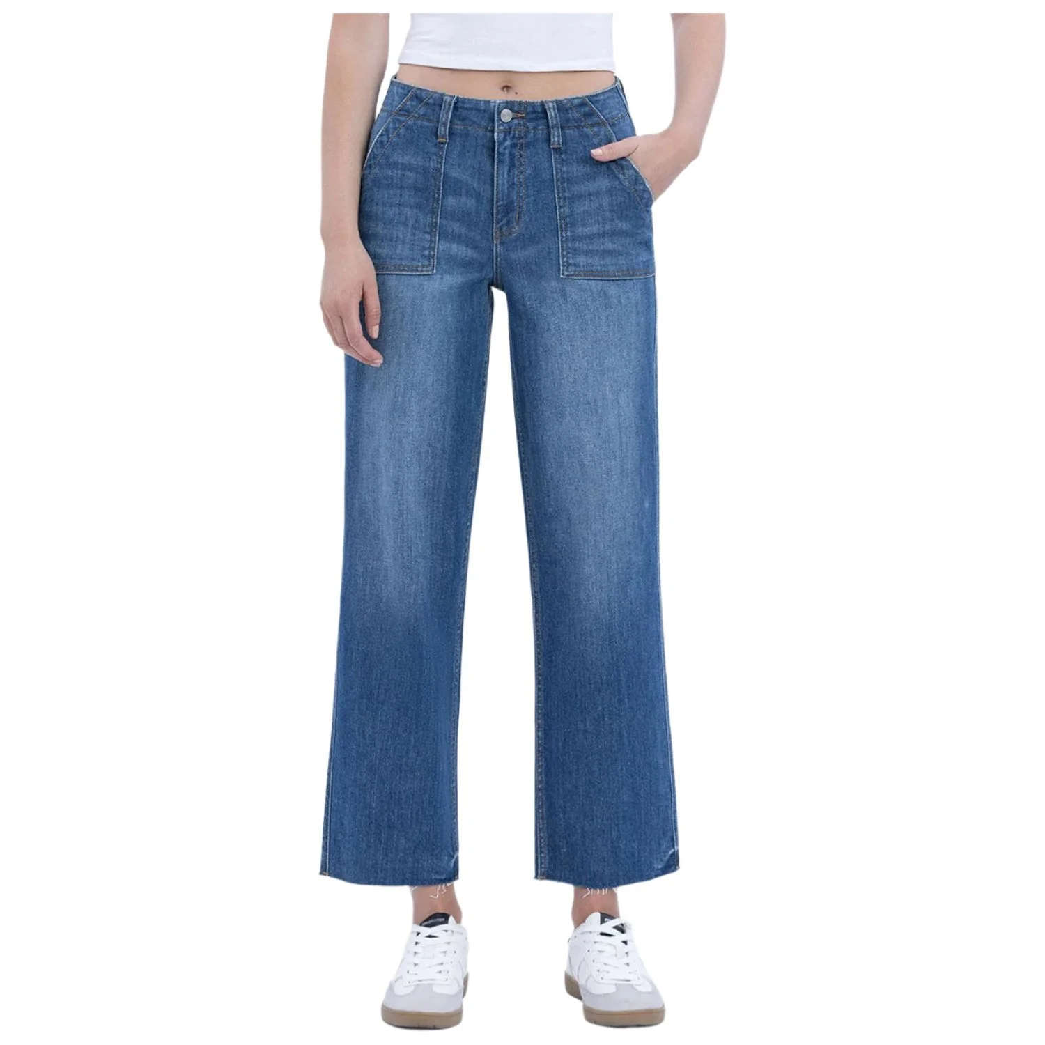 Women's Lovervet High Rise Crop Utility Pocket Straight Jeans LV1355 - Image 8