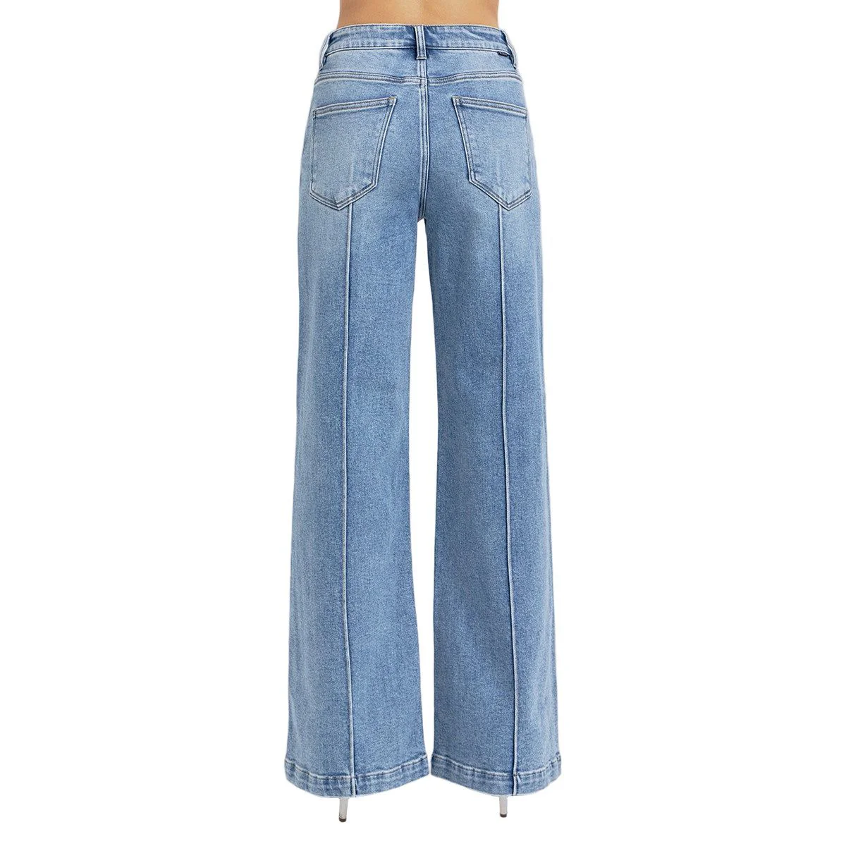 Women's Risen High Rise Wide Leg Pintuck Detailed Jeans RDP5989 - Image 5