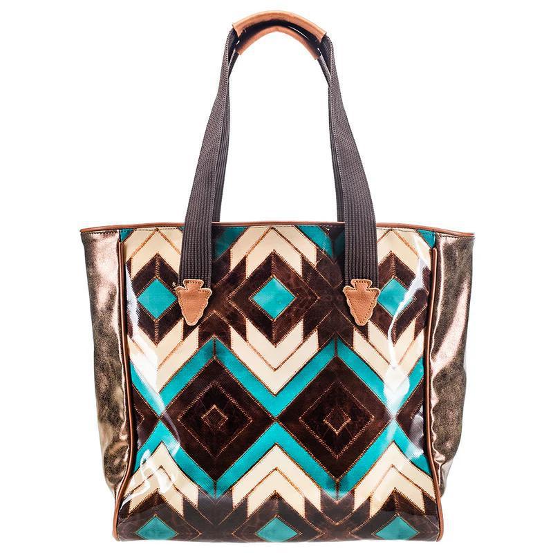 Women's Hooey "Montezuma" Brown and Turquoise Aztec Pattern Purse HCT003-BRTQ - Image 2