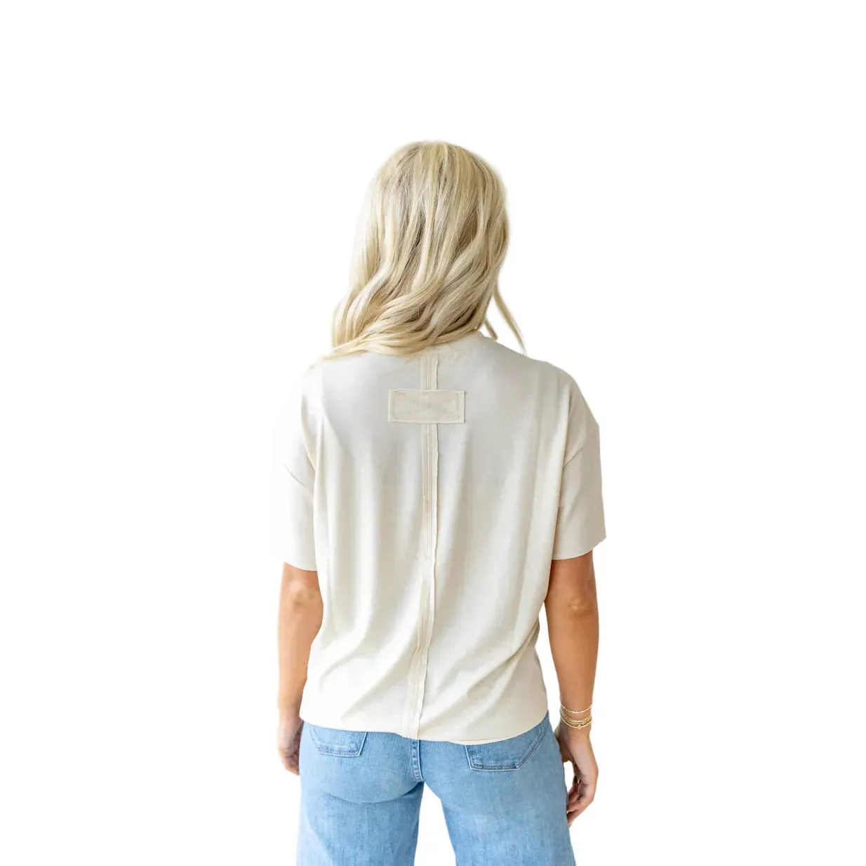 Women's Howdy Hanny Natural T-shirt with Red Stitching - Image 3