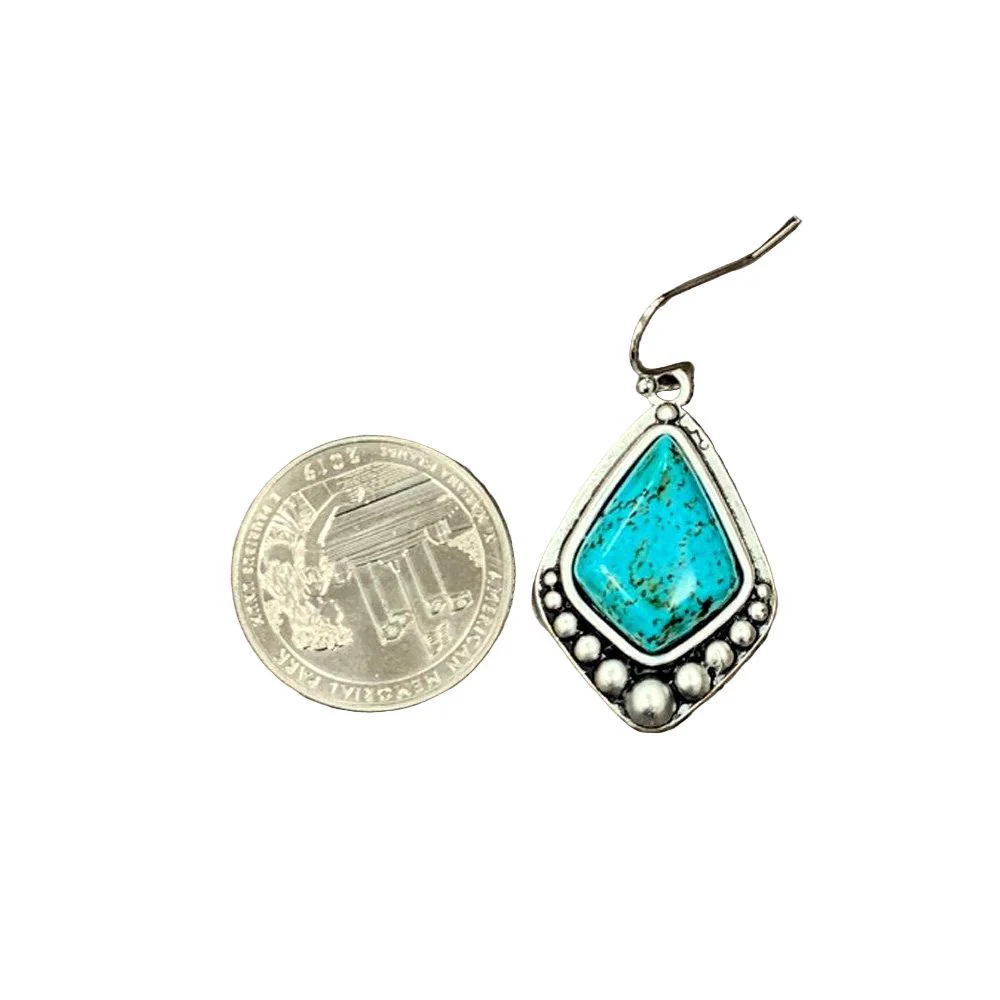 Isac 1.2" Long Arrowhead Turquoise Earrings 722618 - Image 2