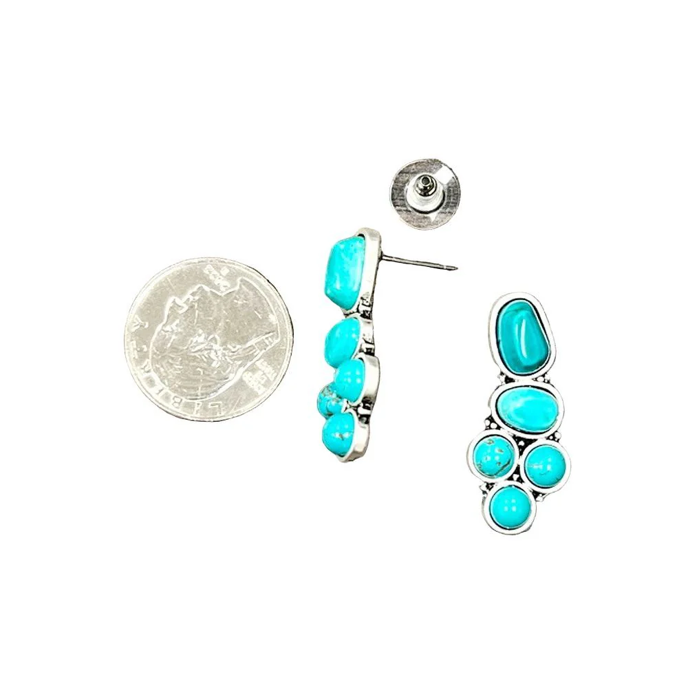 Isac 1.3" Long Navajo Turquoise Stud Earrings 726175 - Image 2