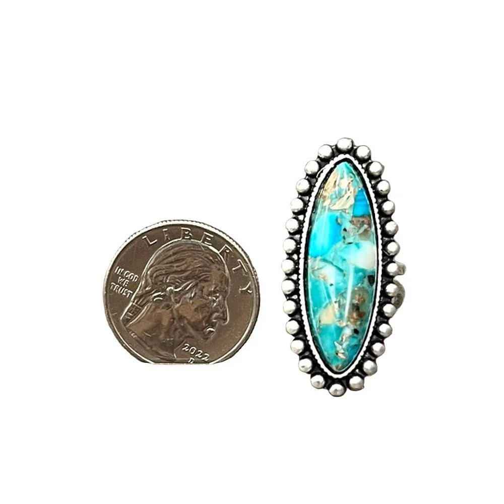 Isac 1.5" Long Brass Adjustable Band Gemstone Ring 750560 - Image 3