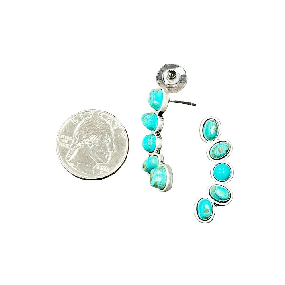 Isac 1.5" Long Navajo Turquoise Stud Earrings 726174 - Image 2