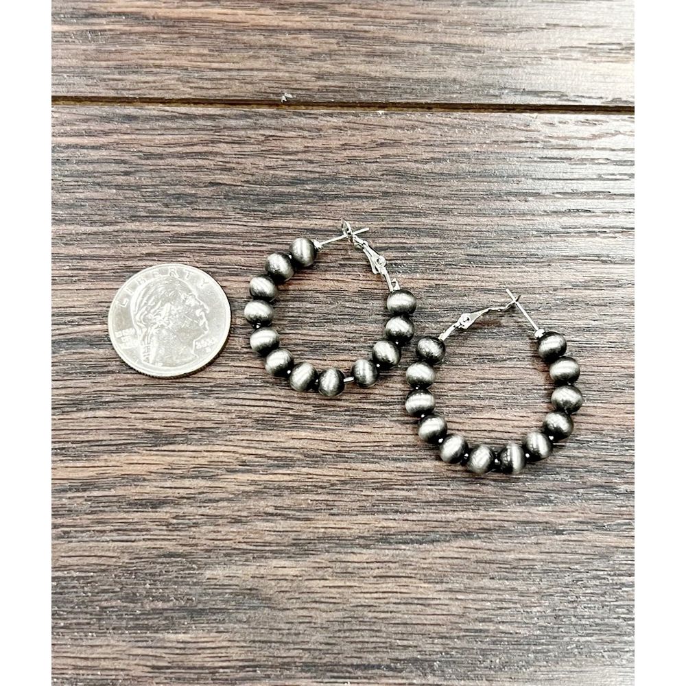 Women's Isac 1" 6mm Western Bead Hoop Earrings 724502 - Image 2