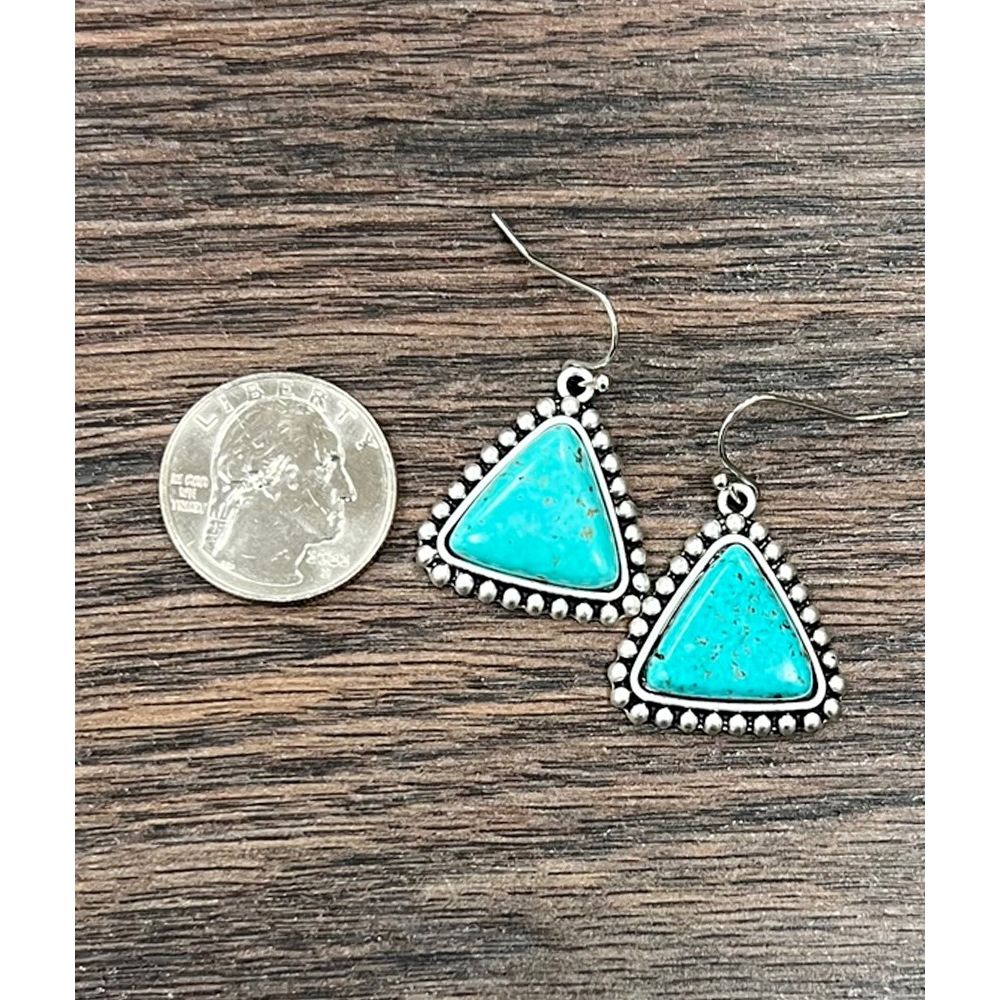 Women's Isac 1" Western Triangle Turquoise Earrings 726584 - Image 2