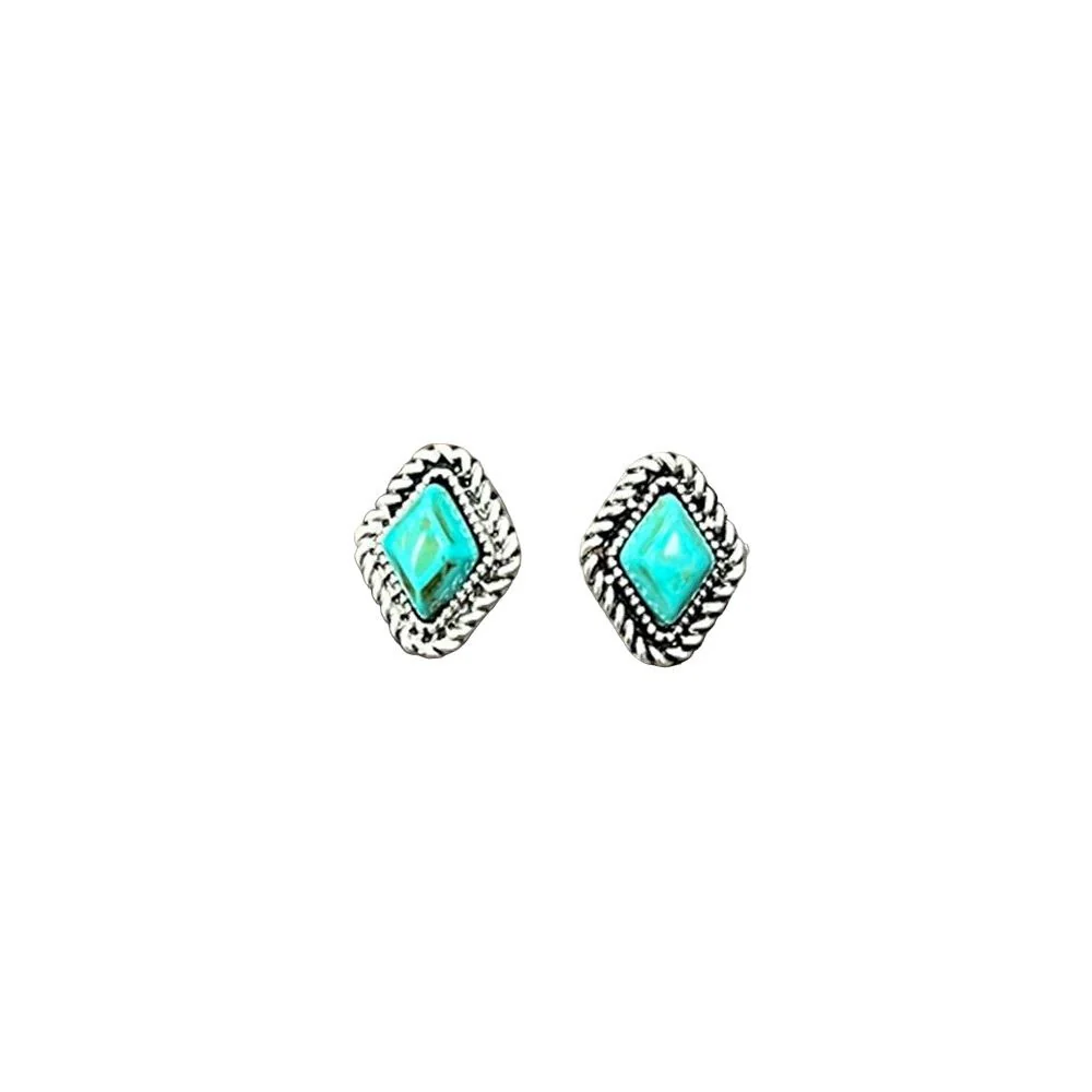 Isac 10mm Diamond Turquoise Stud Earrings 723085