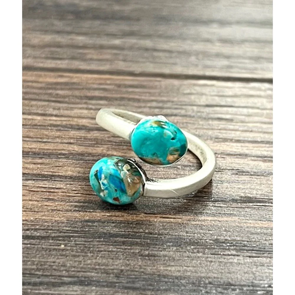 Isac 10mm Side-oval Gemstone, Brass Adjustable Ring 750565